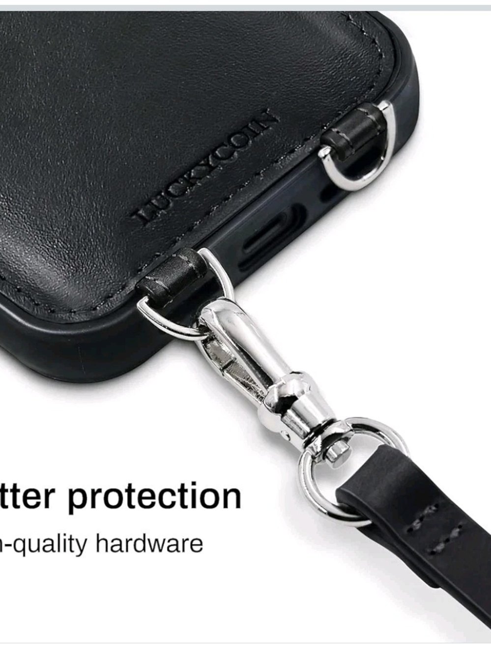 Black Leather Crossbody Phone Case with Card Slot iPhone 13 Mini - Picture 7 of 7